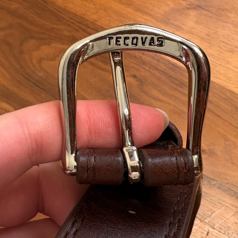 Tecovas Brown Leather Belt with Silver Buckle